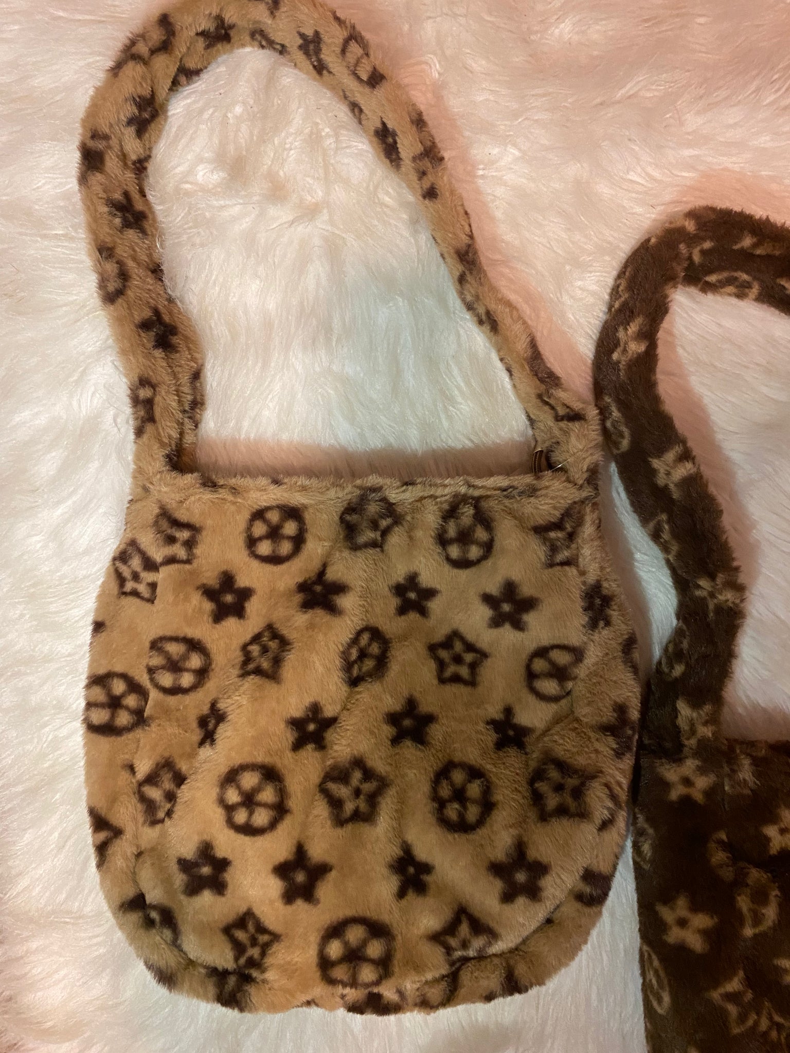 Monogram Fur Shoulder Bag