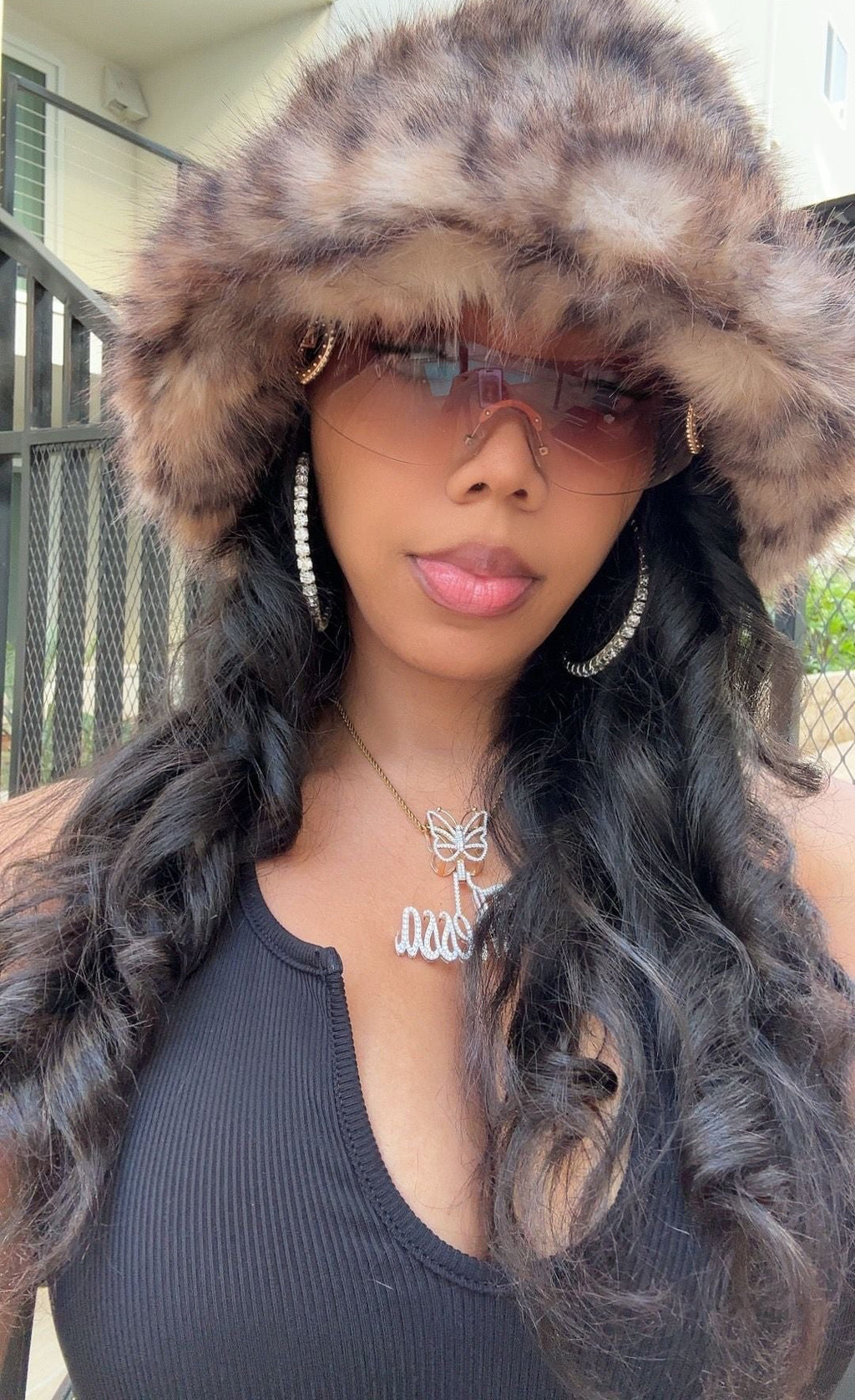 Fluffy Printed Faux Fur Hat