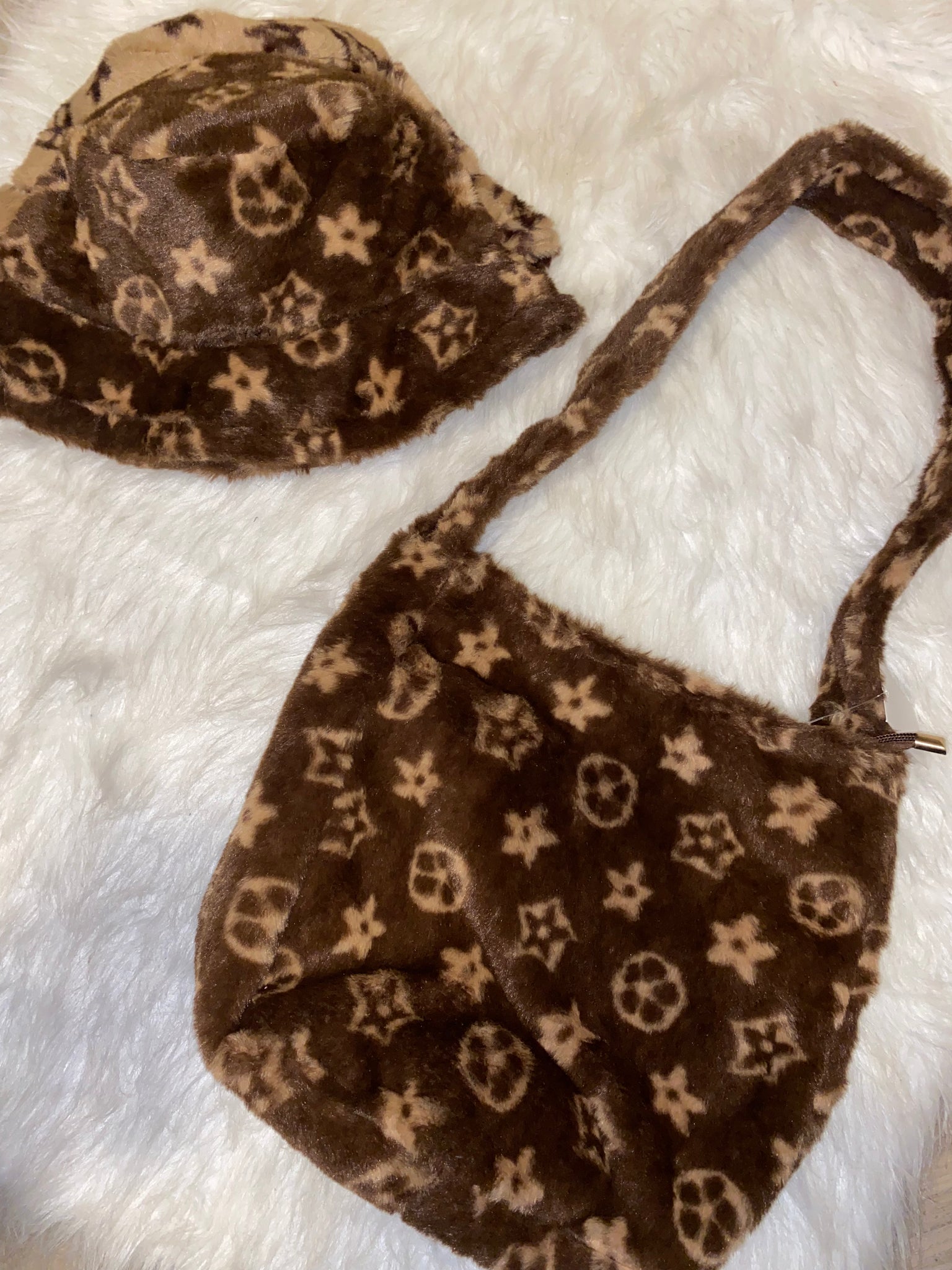 Monogram Fur Shoulder Bag