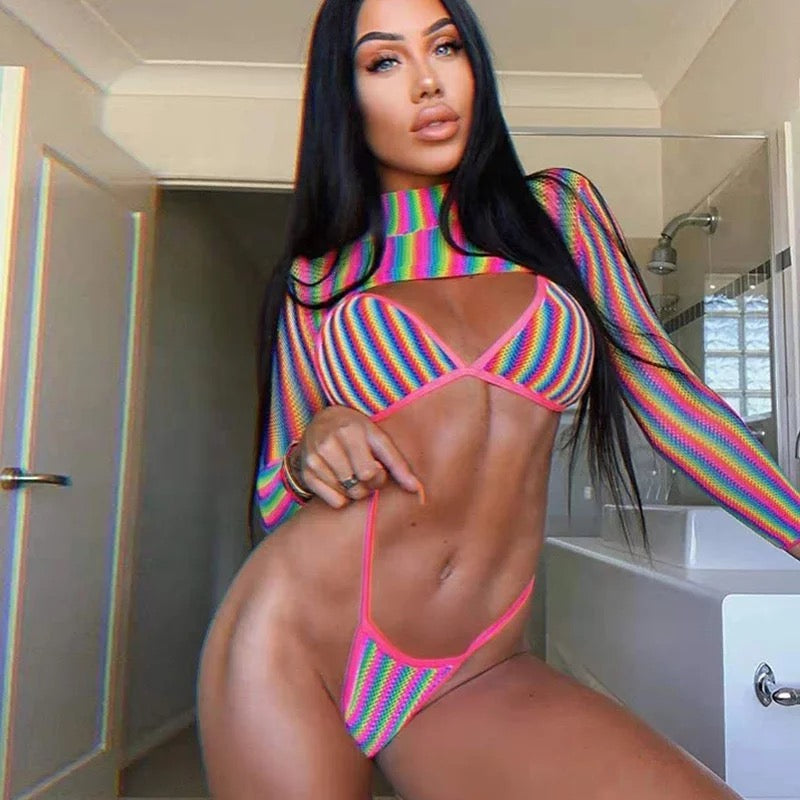 Striped 3 Piece Bikini