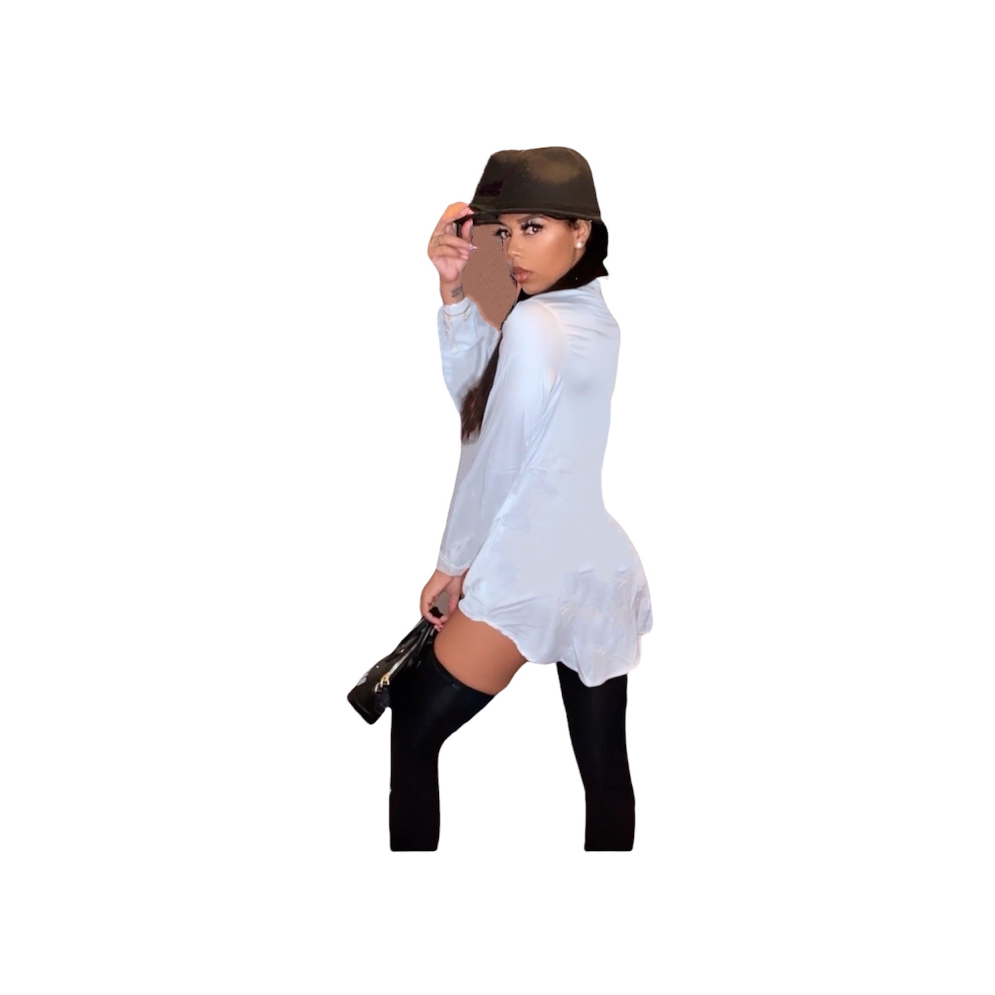 Classic Goal Getter Shirt Dress- White