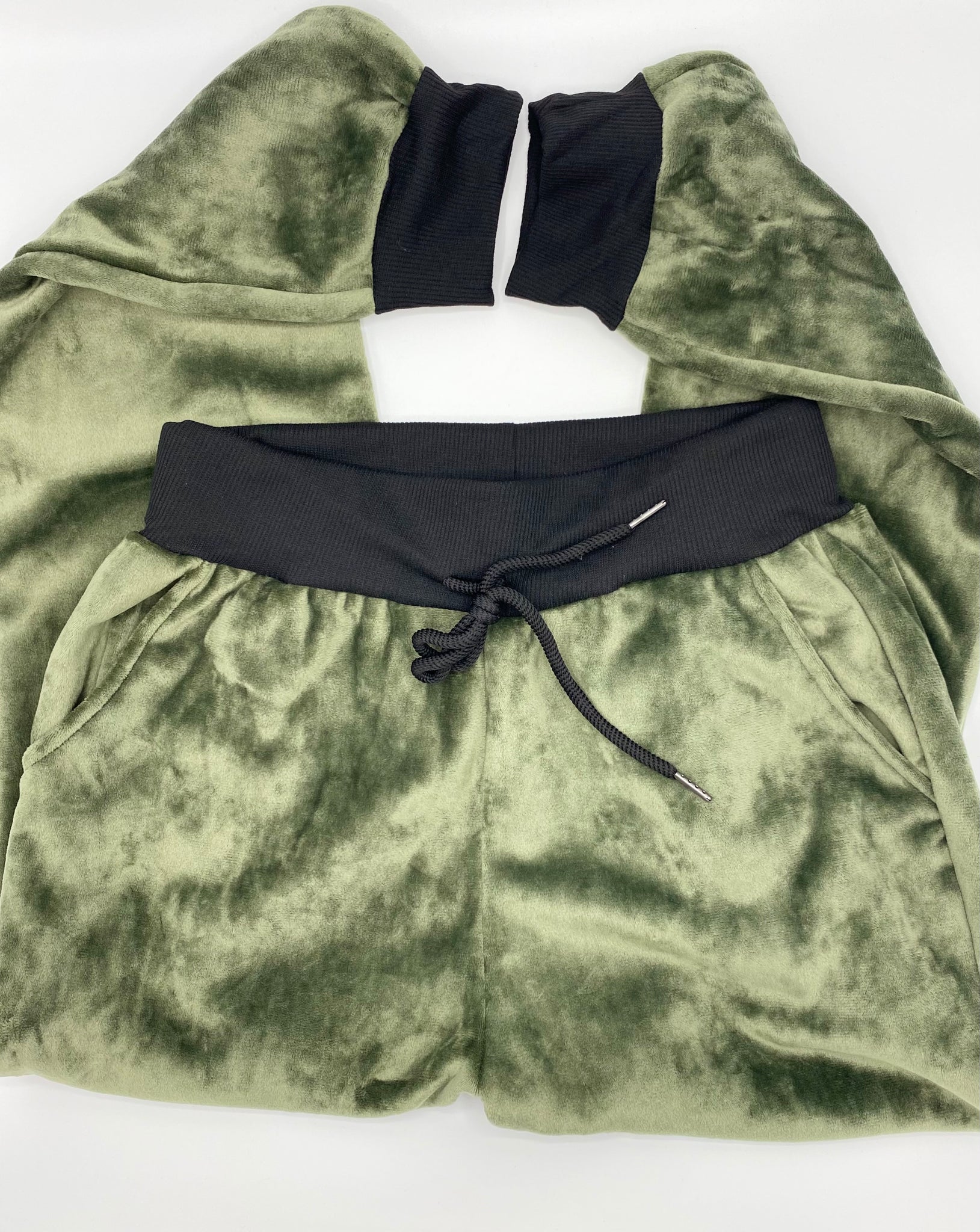 Green Velour Joggers
